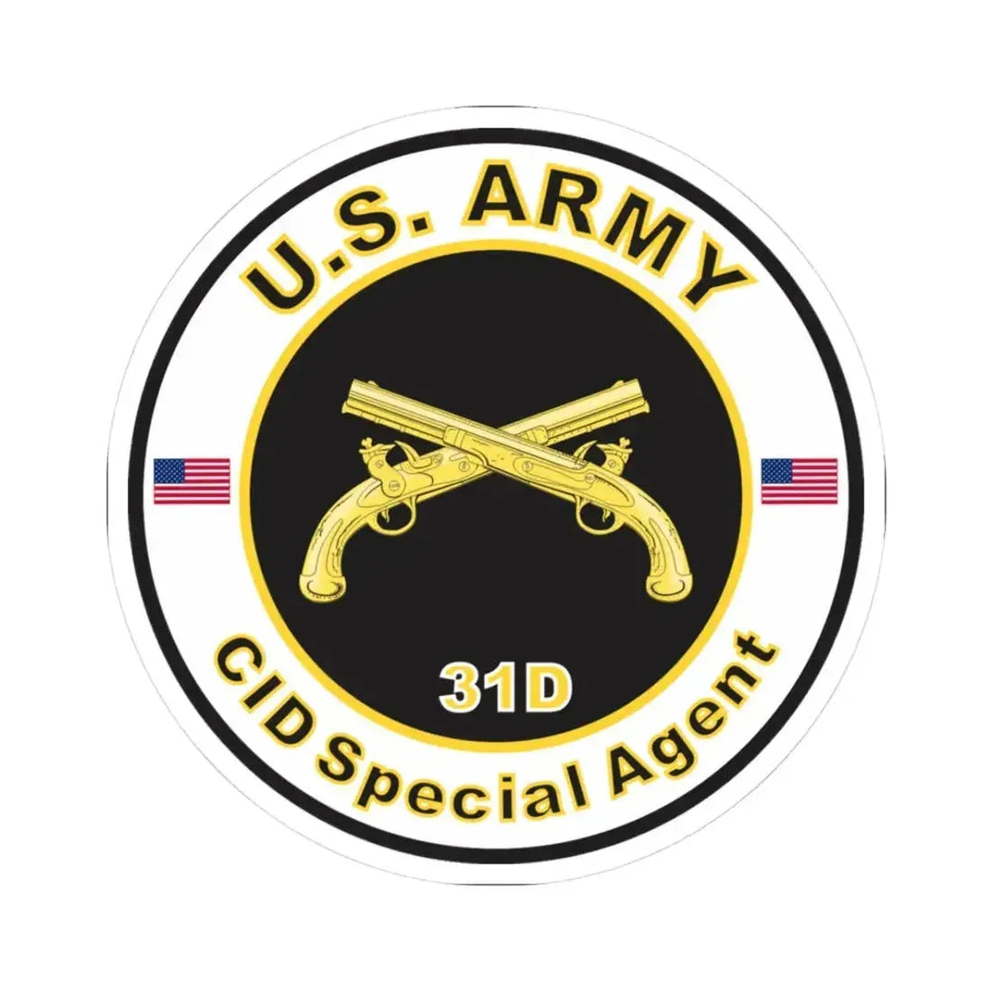 MOS 31D CID Special Agent (U.S. Army) STICKER Vinyl Kiss-Cut Decal 3 Inch White - The Sticker Space