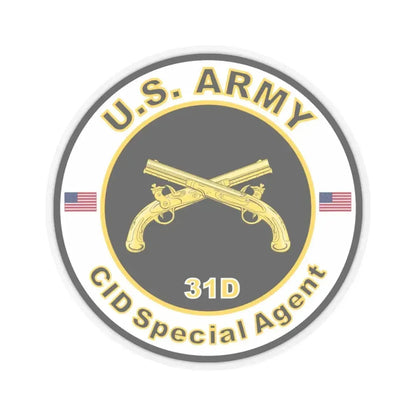 MOS 31D CID Special Agent (U.S. Army) STICKER Vinyl Kiss-Cut Decal 4 Inch Transparent - The Sticker Space