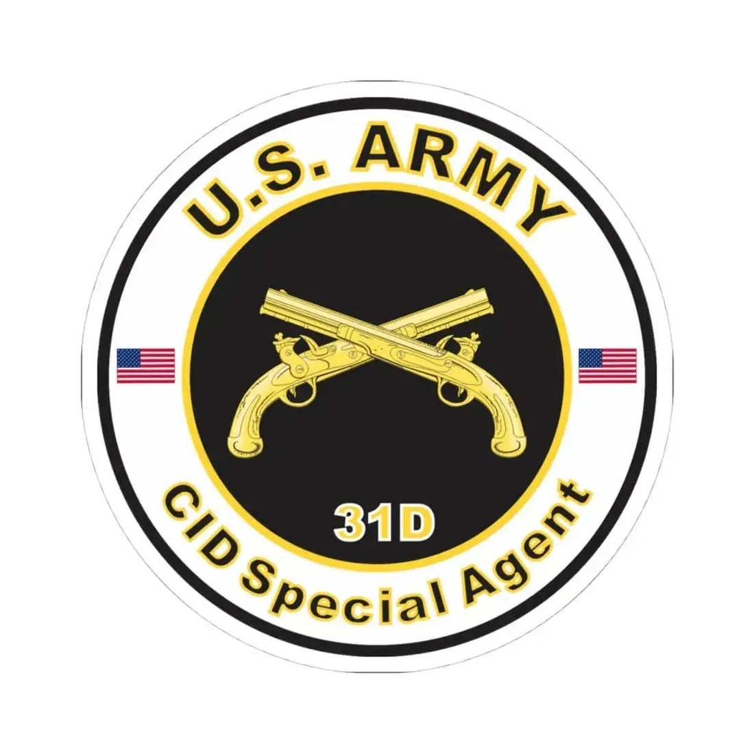 MOS 31D CID Special Agent (U.S. Army) STICKER Vinyl Kiss-Cut Decal 4 Inch White - The Sticker Space