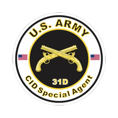 MOS 31D CID Special Agent (U.S. Army) STICKER Vinyl Kiss-Cut Decal 4 Inch White - The Sticker Space