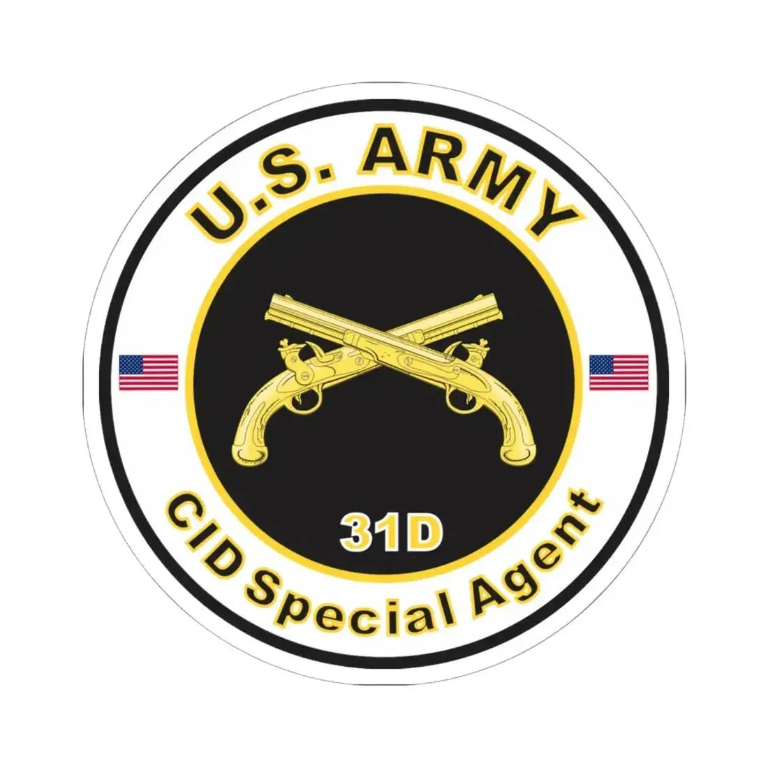 MOS 31D CID Special Agent (U.S. Army) STICKER Vinyl Kiss-Cut Decal 6 Inch White - The Sticker Space