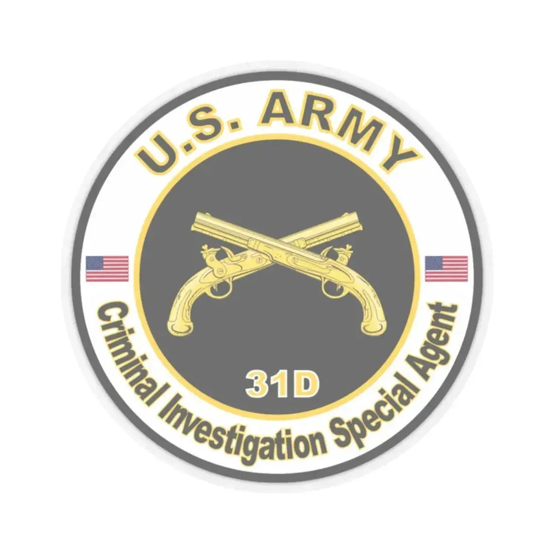 MOS 31D Criminal Investigation Special Agent (U.S. Army) STICKER Vinyl Kiss-Cut Decal 2 Inch Transparent - The Sticker Space