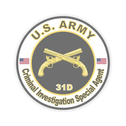 MOS 31D Criminal Investigation Special Agent (U.S. Army) STICKER Vinyl Kiss-Cut Decal 2 Inch Transparent - The Sticker Space