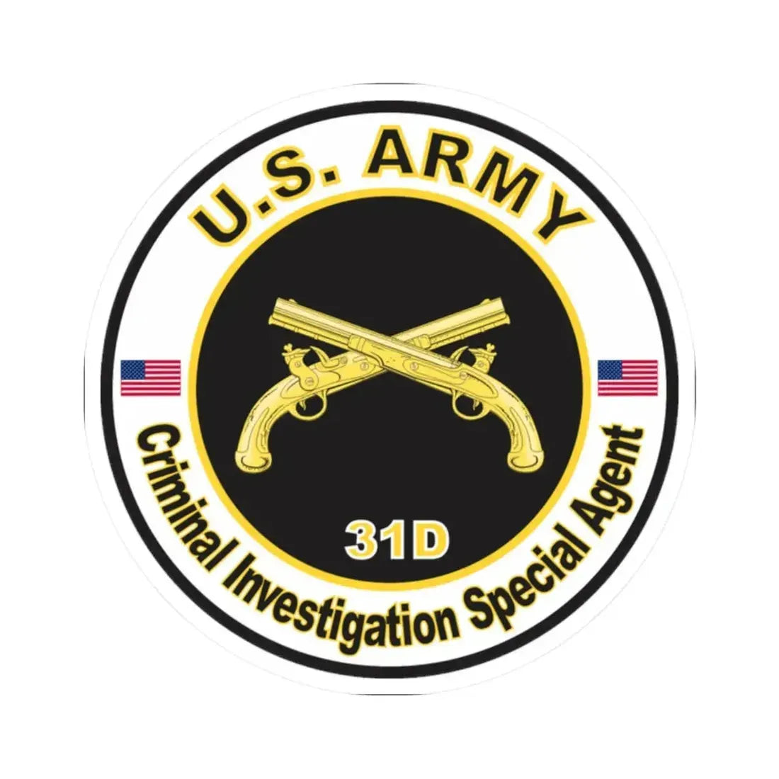 MOS 31D Criminal Investigation Special Agent (U.S. Army) STICKER Vinyl Kiss-Cut Decal 2 Inch White - The Sticker Space