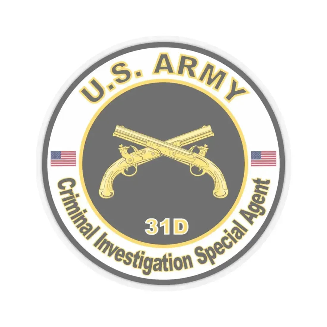 MOS 31D Criminal Investigation Special Agent (U.S. Army) STICKER Vinyl Kiss-Cut Decal 3 Inch Transparent - The Sticker Space