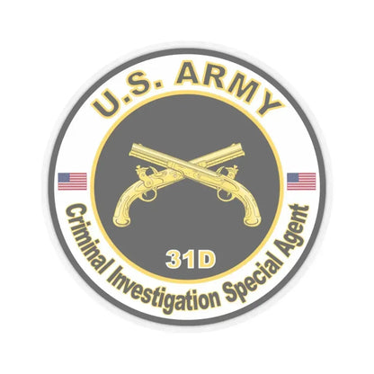MOS 31D Criminal Investigation Special Agent (U.S. Army) STICKER Vinyl Kiss-Cut Decal 3 Inch Transparent - The Sticker Space