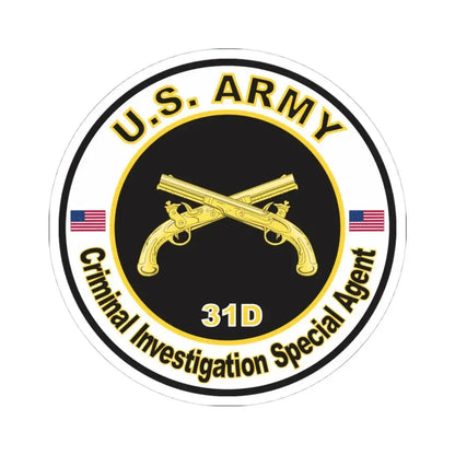 MOS 31D Criminal Investigation Special Agent (U.S. Army) STICKER Vinyl Kiss-Cut Decal 4 Inch White - The Sticker Space
