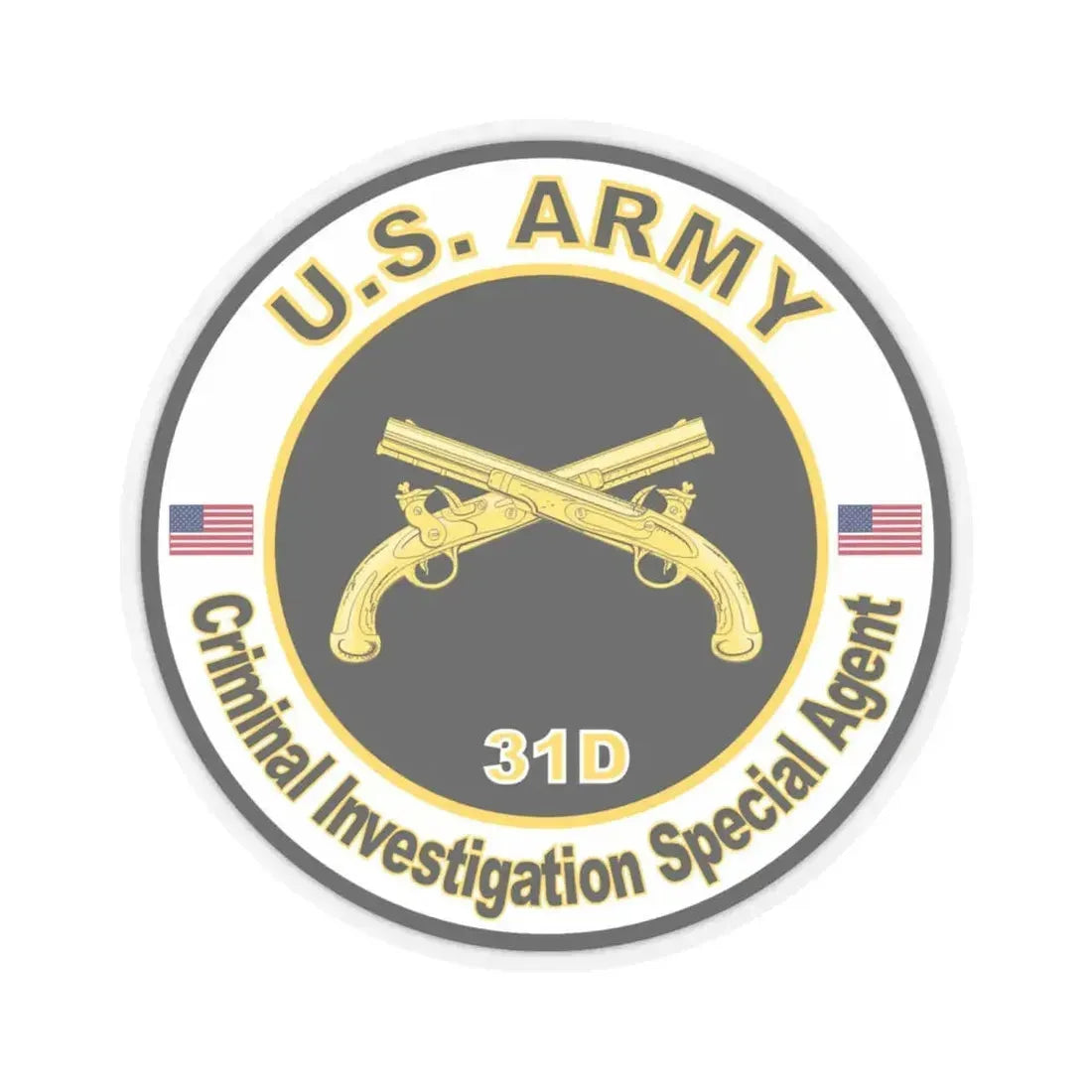 MOS 31D Criminal Investigation Special Agent (U.S. Army) STICKER Vinyl Kiss-Cut Decal 6 Inch Transparent - The Sticker Space