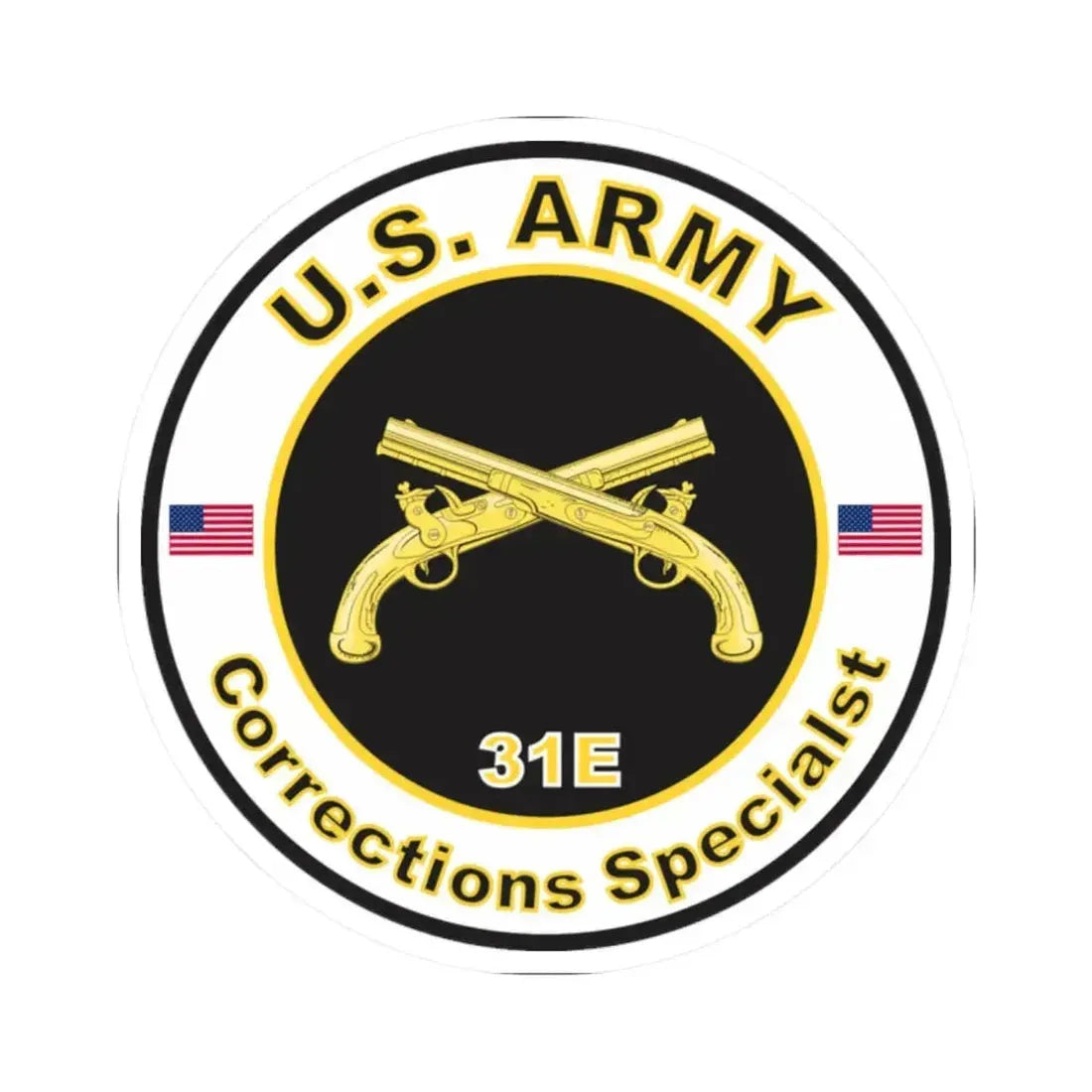 MOS 31E Corrections Specialist (U.S. Army) STICKER Vinyl Kiss-Cut Decal 2 Inch White - The Sticker Space