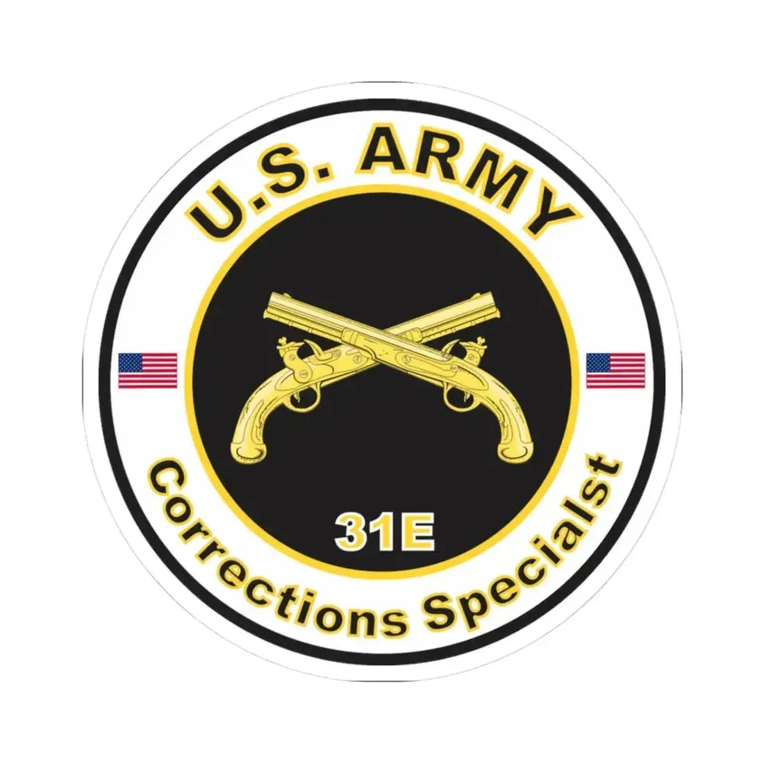 MOS 31E Corrections Specialist (U.S. Army) STICKER Vinyl Kiss-Cut Decal 3 Inch White - The Sticker Space