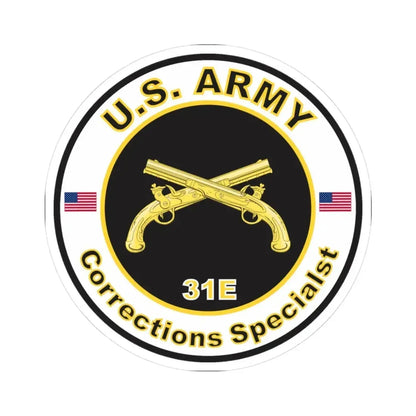 MOS 31E Corrections Specialist (U.S. Army) STICKER Vinyl Kiss-Cut Decal 3 Inch White - The Sticker Space