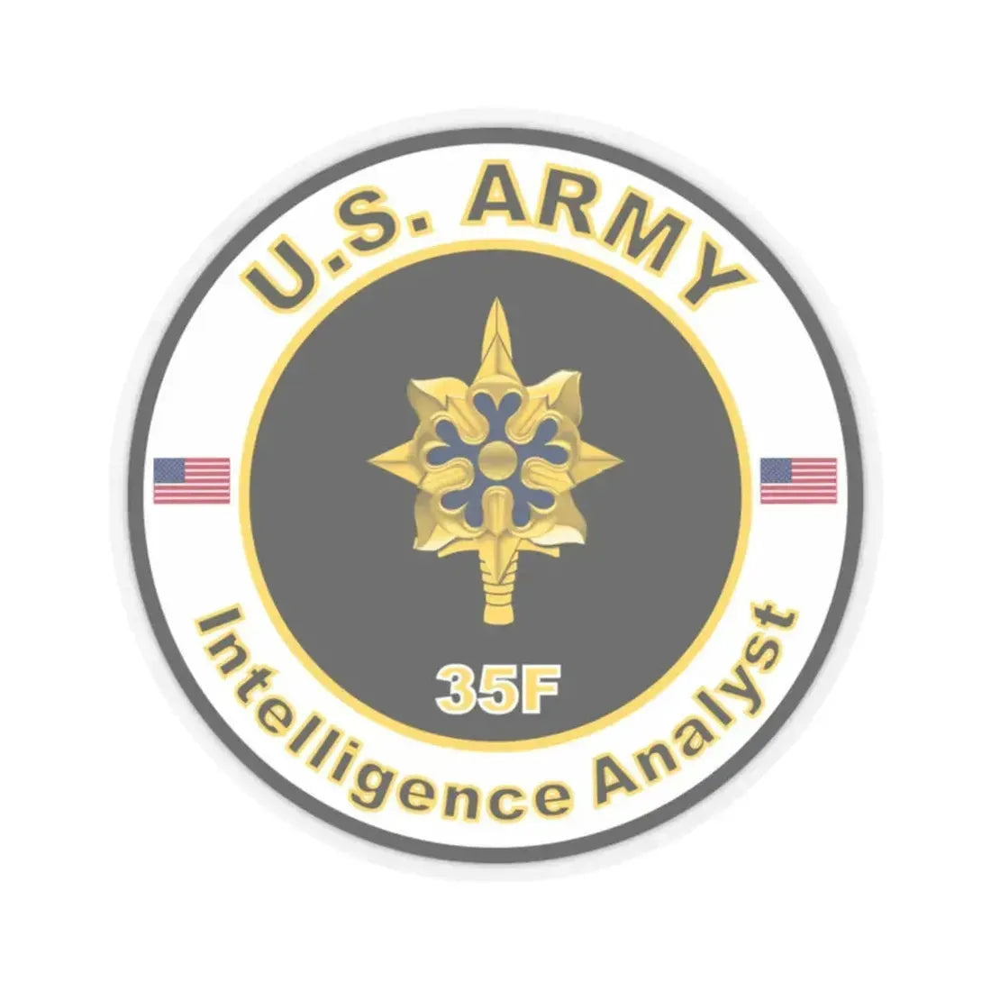 MOS 35F Intelligence Analyst (U.S. Army) STICKER Vinyl Kiss-Cut Decal 2 Inch Transparent - The Sticker Space