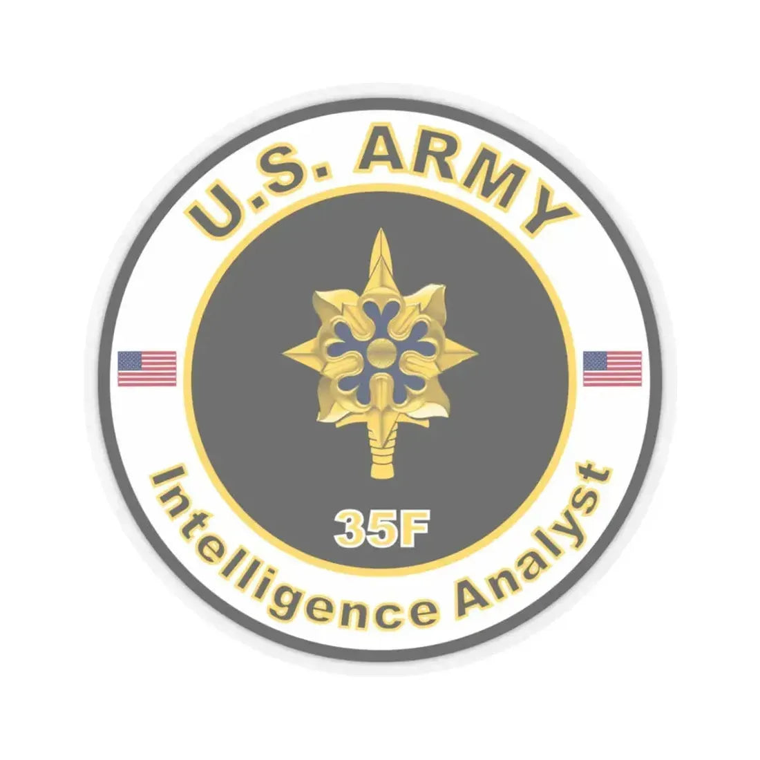 MOS 35F Intelligence Analyst (U.S. Army) STICKER Vinyl Kiss-Cut Decal 3 Inch Transparent - The Sticker Space