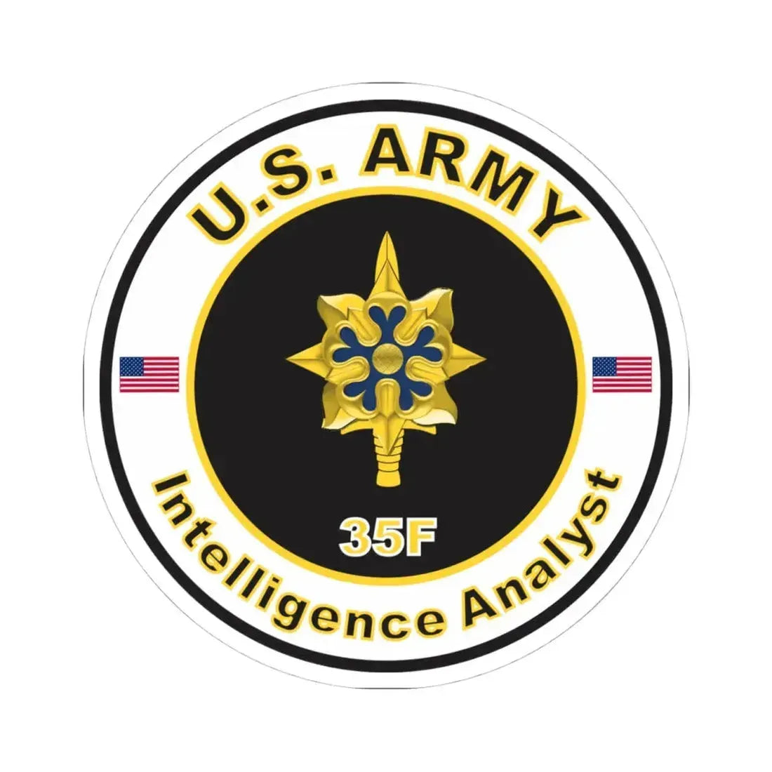 MOS 35F Intelligence Analyst (U.S. Army) STICKER Vinyl Kiss-Cut Decal 4 Inch White - The Sticker Space