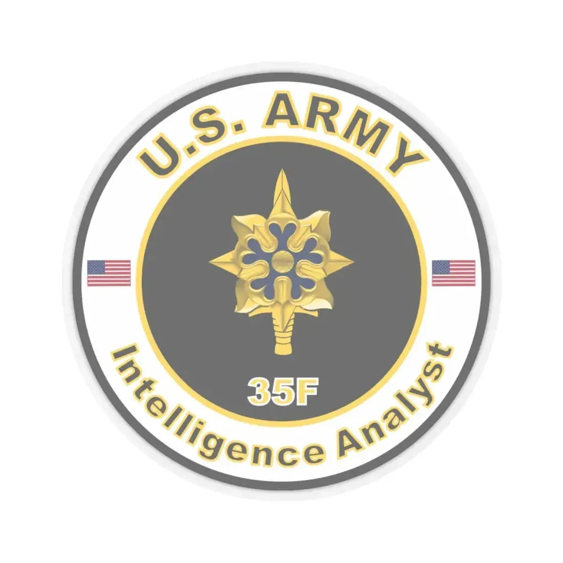 MOS 35F Intelligence Analyst (U.S. Army) STICKER Vinyl Kiss-Cut Decal 6 Inch Transparent - The Sticker Space