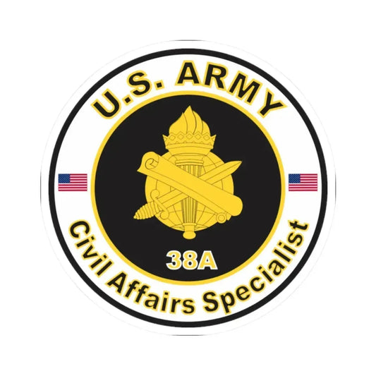 MOS 38A Civil Affairs Specialist (U.S. Army) STICKER Vinyl Kiss-Cut Decal 2 Inch White - The Sticker Space