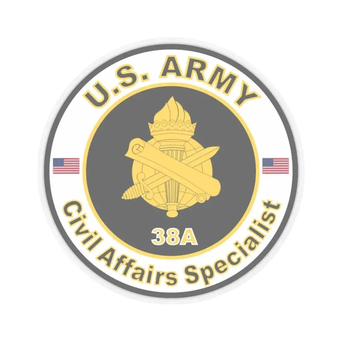 MOS 38A Civil Affairs Specialist (U.S. Army) STICKER Vinyl Kiss-Cut Decal 3 Inch Transparent - The Sticker Space