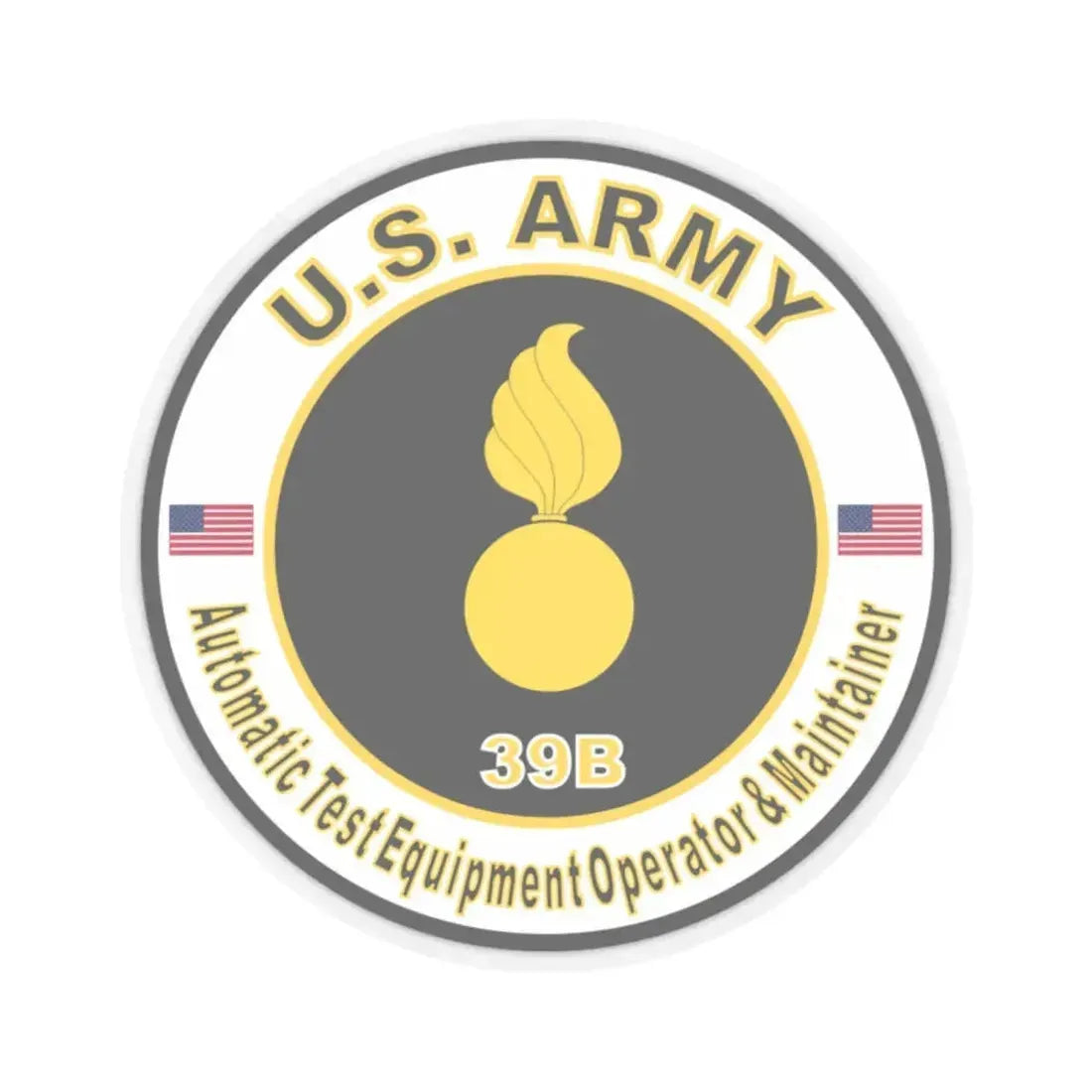 MOS 39B Automatic Test Equipment Operator and Maintainer (U.S. Army) STICKER Vinyl Kiss-Cut Decal 2 Inch Transparent - The Sticker Space