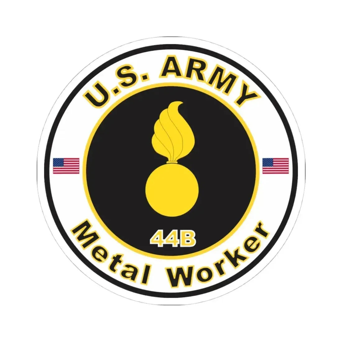 MOS 44B Metal Worker (U.S. Army) STICKER Vinyl Kiss-Cut Decal 4 Inch White - The Sticker Space