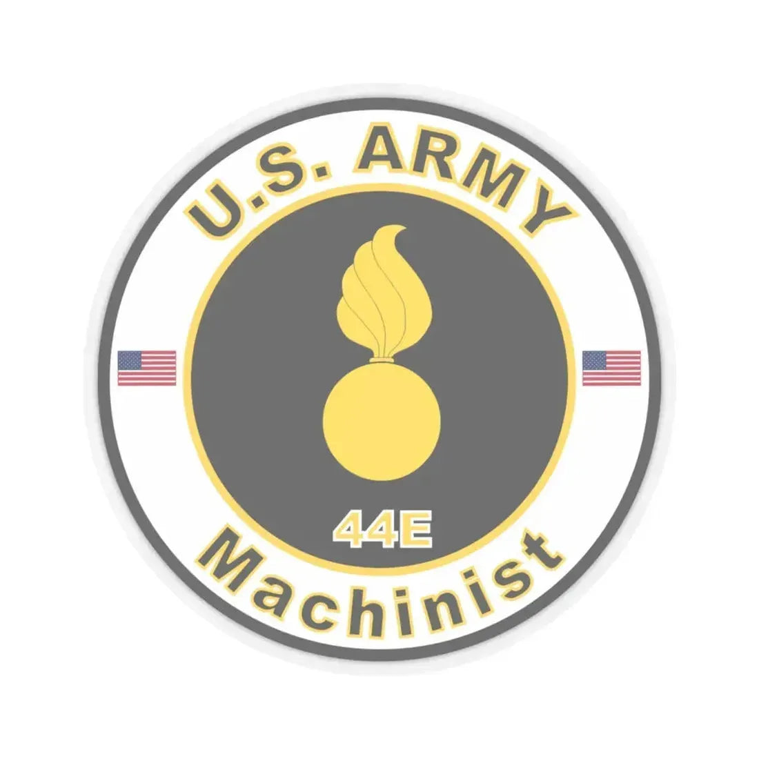 MOS 44E Machinist (U.S. Army) STICKER Vinyl Kiss-Cut Decal 4 Inch Transparent - The Sticker Space
