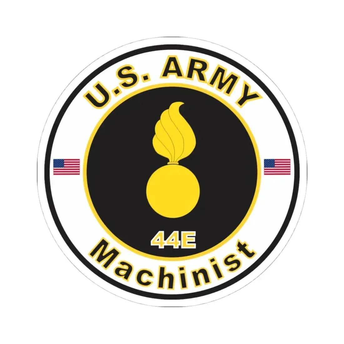 MOS 44E Machinist (U.S. Army) STICKER Vinyl Kiss-Cut Decal 4 Inch White - The Sticker Space