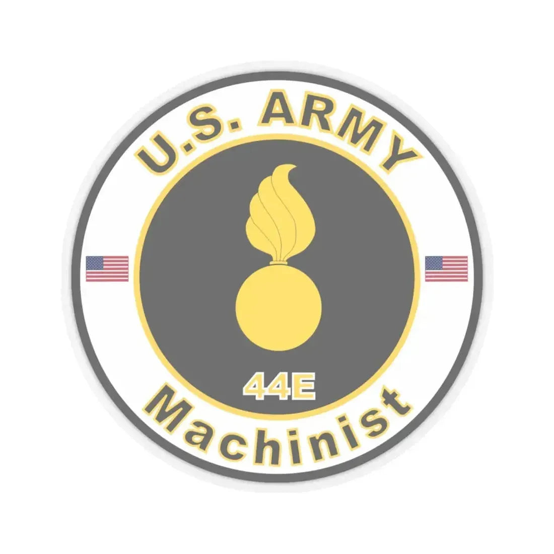 MOS 44E Machinist (U.S. Army) STICKER Vinyl Kiss-Cut Decal 6 Inch Transparent - The Sticker Space