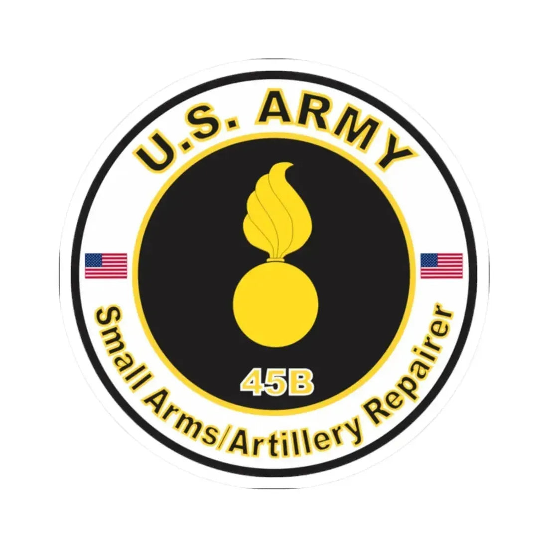 MOS 45B Small Arms Artillery Repairer (U.S. Army) STICKER Vinyl Kiss-Cut Decal 2 Inch White - The Sticker Space