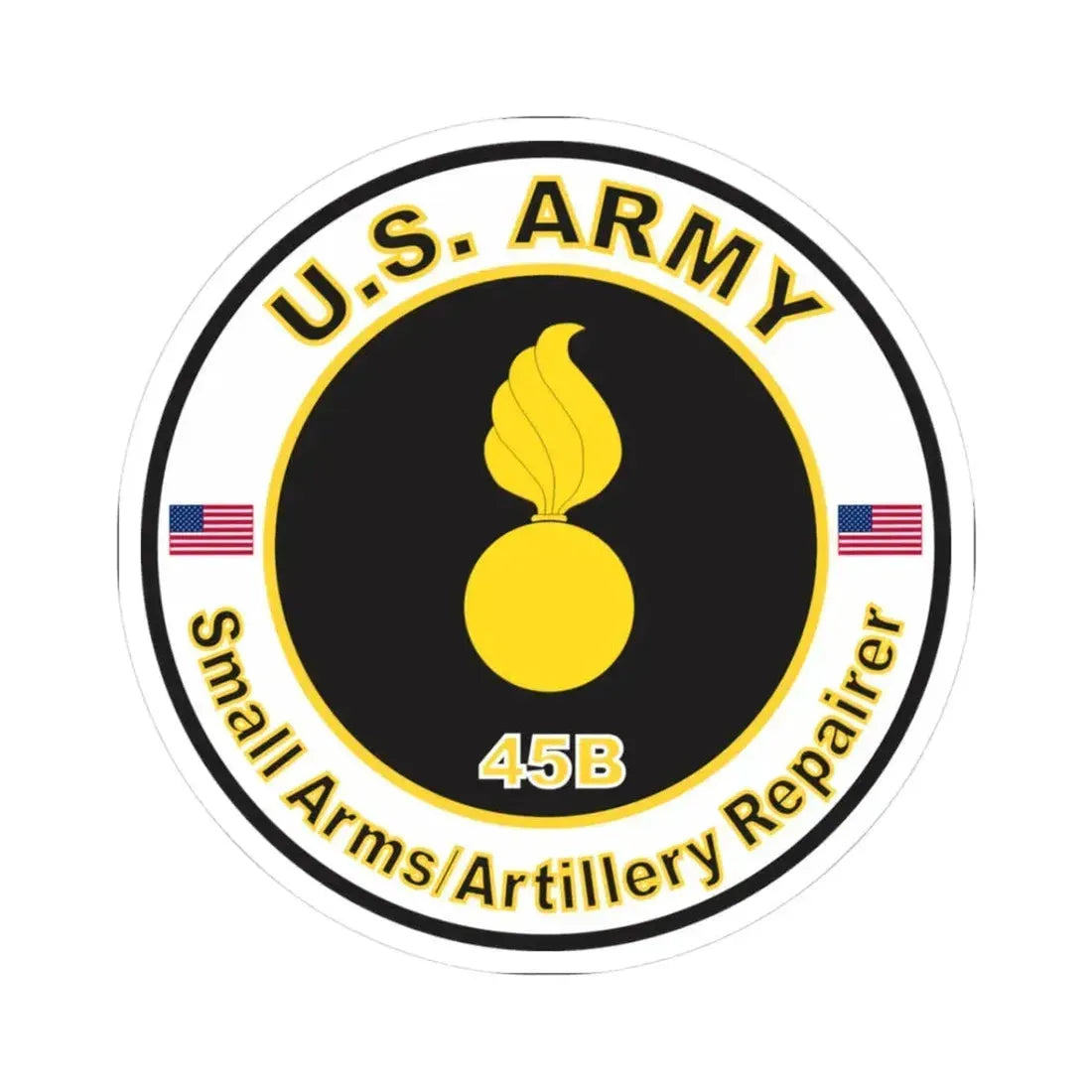 MOS 45B Small Arms Artillery Repairer (U.S. Army) STICKER Vinyl Kiss-Cut Decal 3 Inch White - The Sticker Space