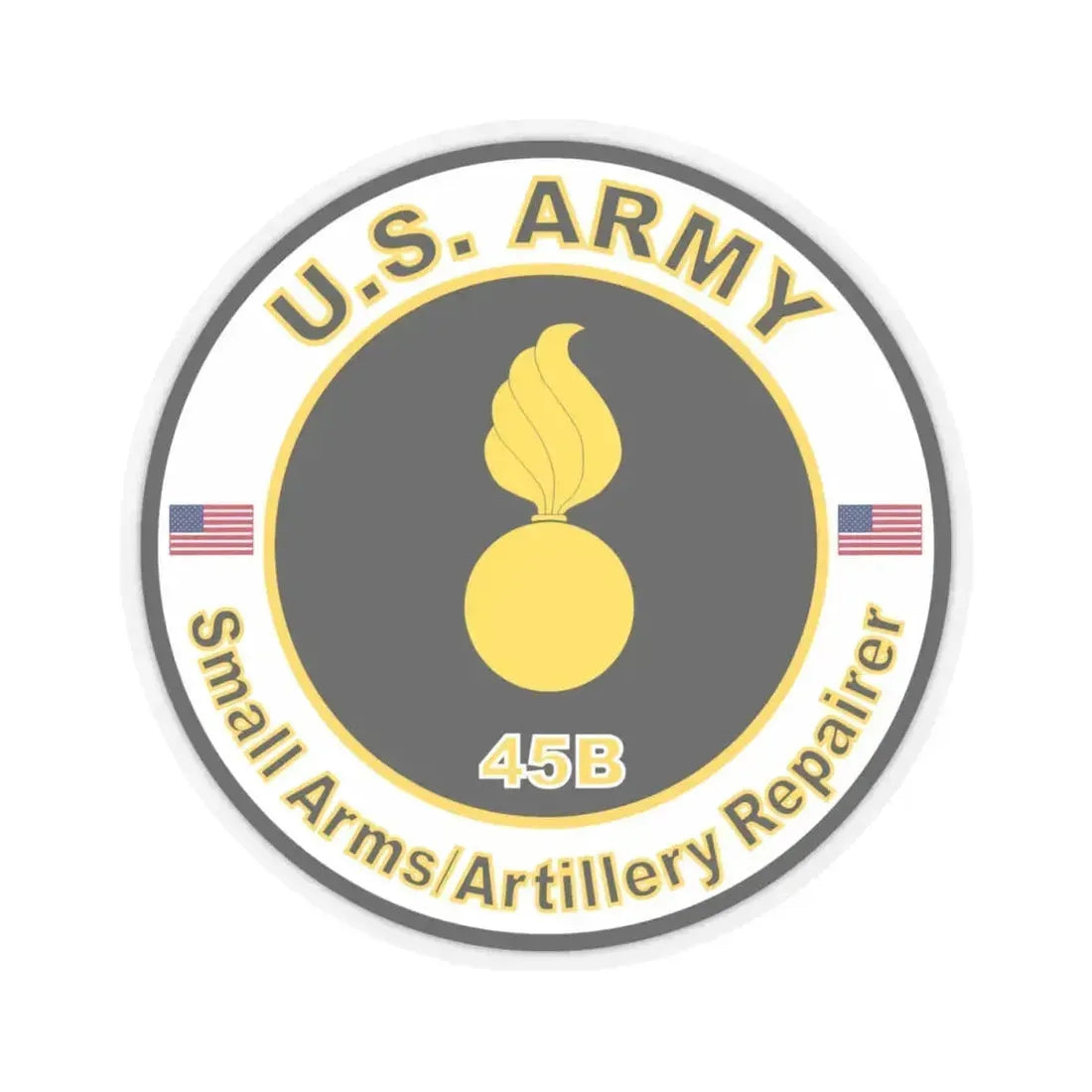 MOS 45B Small Arms Artillery Repairer (U.S. Army) STICKER Vinyl Kiss-Cut Decal 4 Inch Transparent - The Sticker Space
