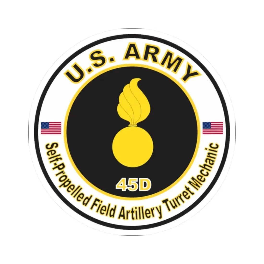 MOS 45D Self-Propelled Field Artillery Turret Mechanic (U.S. Army) STICKER Vinyl Kiss-Cut Decal - The Sticker Space