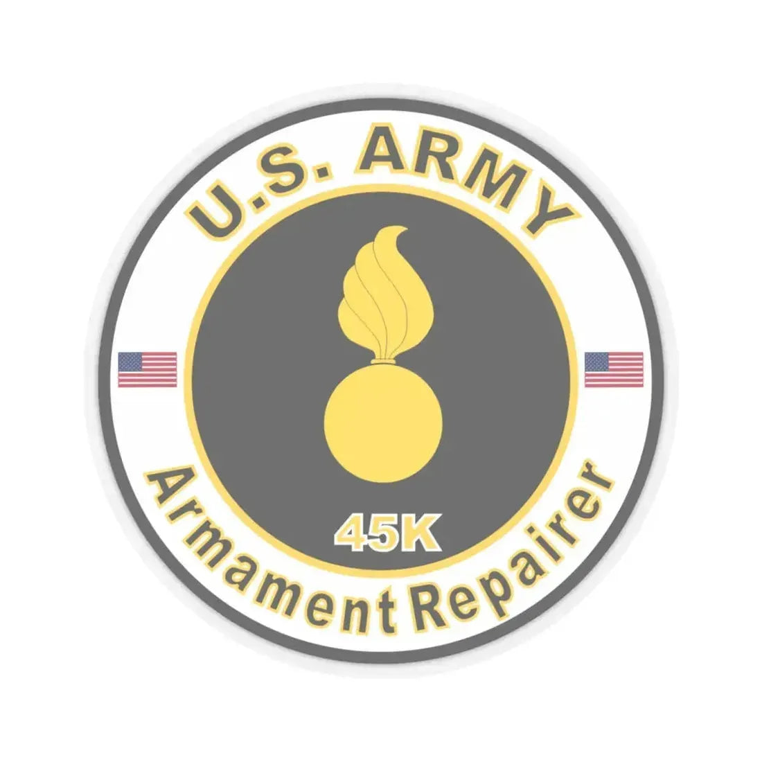 MOS 45K Armament Repairer (U.S. Army) STICKER Vinyl Kiss-Cut Decal 4 Inch Transparent - The Sticker Space