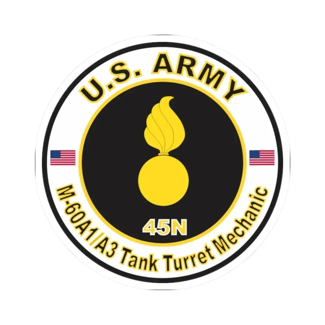 MOS 45N M60 A1-A3 Tank Turret Mechanic (U.S. Army) STICKER Vinyl Kiss-Cut Decal 2 Inch White - The Sticker Space