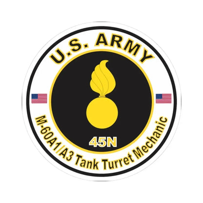 MOS 45N M60 A1-A3 Tank Turret Mechanic (U.S. Army) STICKER Vinyl Kiss-Cut Decal 3 Inch White - The Sticker Space
