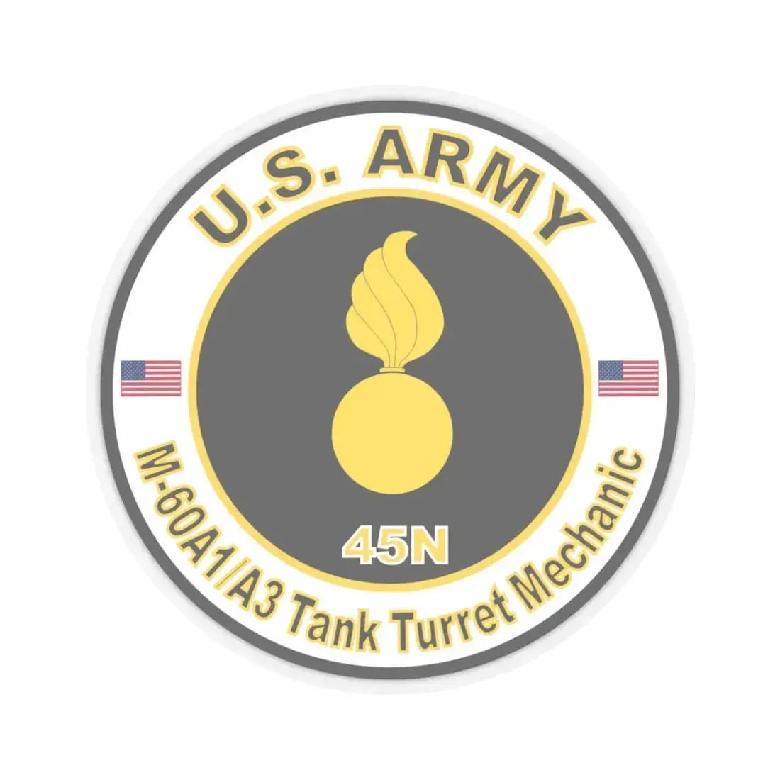 MOS 45N M60 A1-A3 Tank Turret Mechanic (U.S. Army) STICKER Vinyl Kiss-Cut Decal 4 Inch Transparent - The Sticker Space