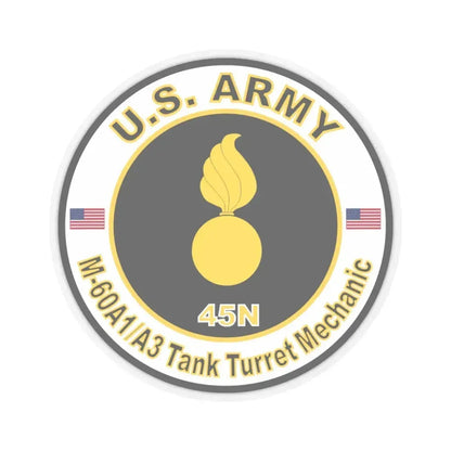 MOS 45N M60 A1-A3 Tank Turret Mechanic (U.S. Army) STICKER Vinyl Kiss-Cut Decal 4 Inch Transparent - The Sticker Space