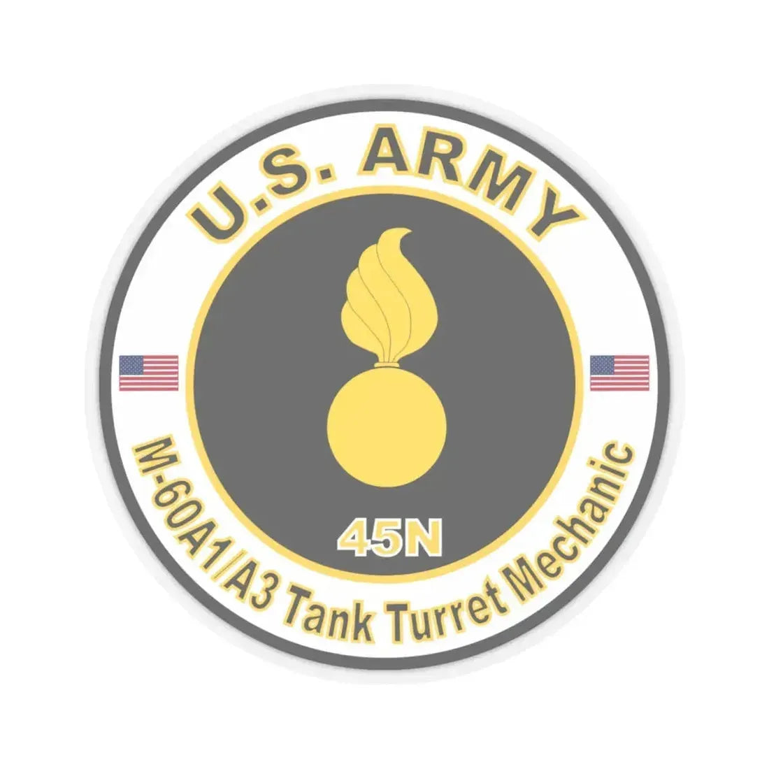 MOS 45N M60 A1-A3 Tank Turret Mechanic (U.S. Army) STICKER Vinyl Kiss-Cut Decal 6 Inch Transparent - The Sticker Space
