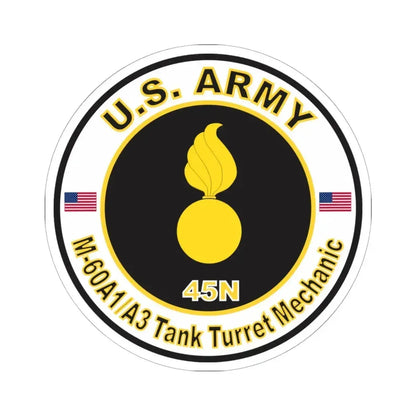 MOS 45N M60 A1-A3 Tank Turret Mechanic (U.S. Army) STICKER Vinyl Kiss-Cut Decal 6 Inch White - The Sticker Space