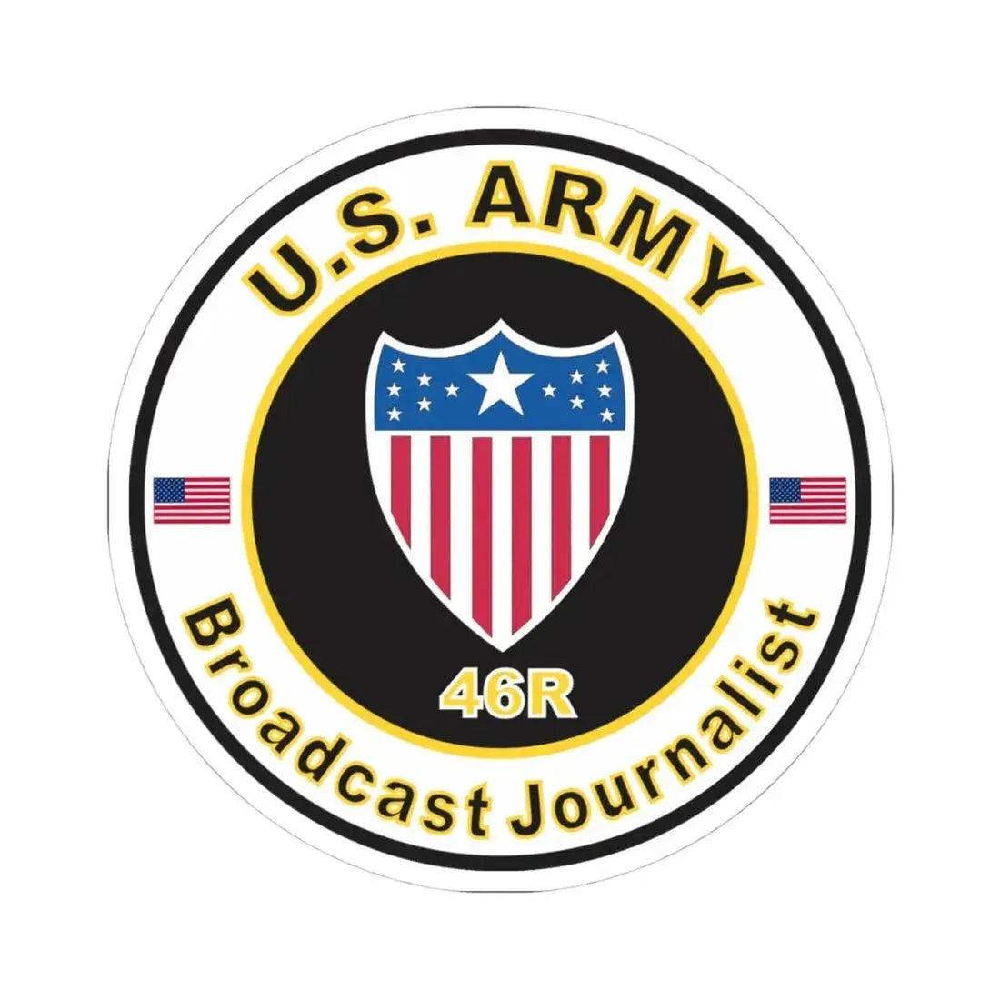 MOS 46R Broadcasting Journalist (U.S. Army) STICKER Vinyl Kiss-Cut Decal 4 Inch White - The Sticker Space