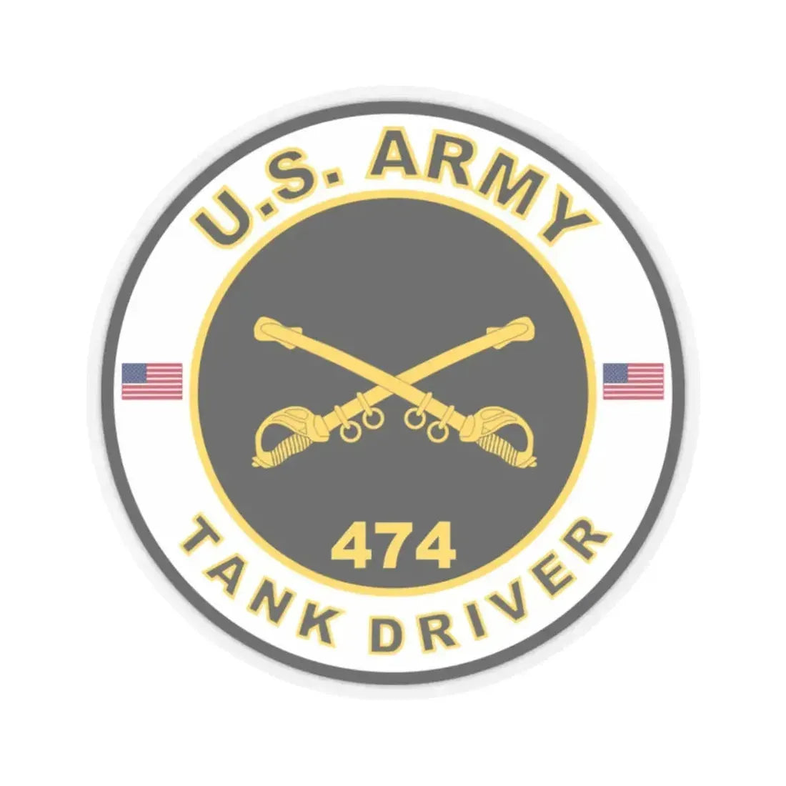 MOS 474 Tank Driver (U.S. Army) STICKER Vinyl Kiss-Cut Decal 2 Inch Transparent - The Sticker Space