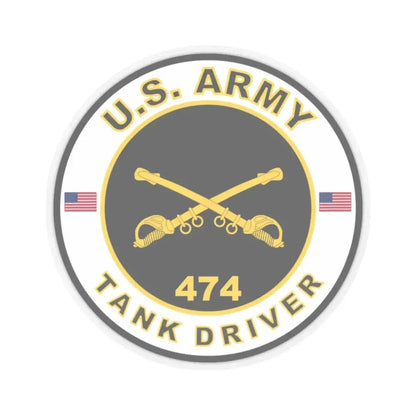 MOS 474 Tank Driver (U.S. Army) STICKER Vinyl Kiss-Cut Decal 2 Inch Transparent - The Sticker Space