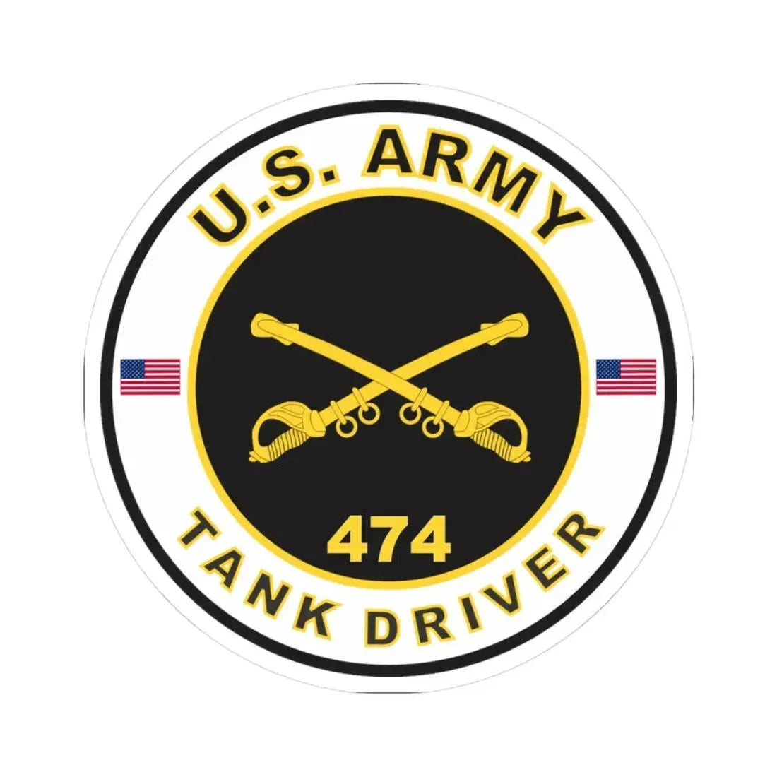 MOS 474 Tank Driver (U.S. Army) STICKER Vinyl Kiss-Cut Decal 3 Inch White - The Sticker Space