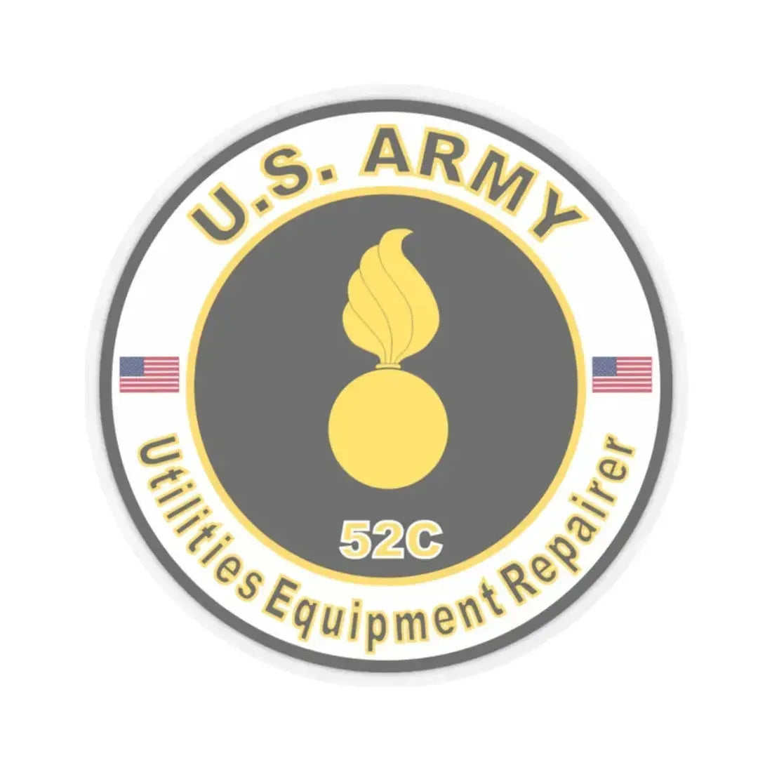 MOS 52C Utilities Equipment Repairer (U.S. Army) STICKER Vinyl Kiss-Cut Decal 2 Inch Transparent - The Sticker Space