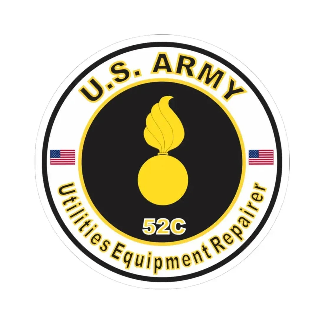 MOS 52C Utilities Equipment Repairer (U.S. Army) STICKER Vinyl Kiss-Cut Decal 3 Inch White - The Sticker Space