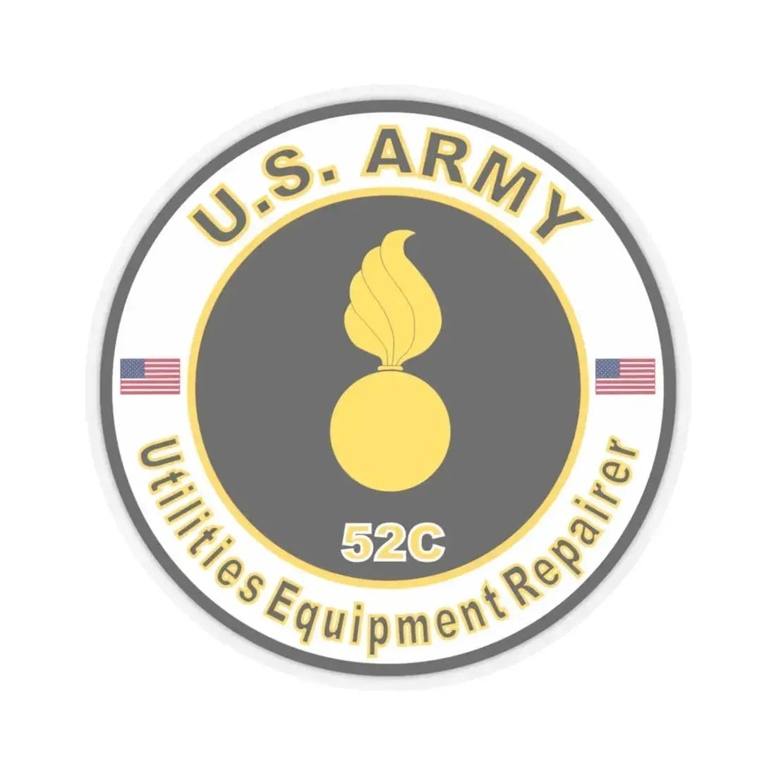 MOS 52C Utilities Equipment Repairer (U.S. Army) STICKER Vinyl Kiss-Cut Decal 4 Inch Transparent - The Sticker Space