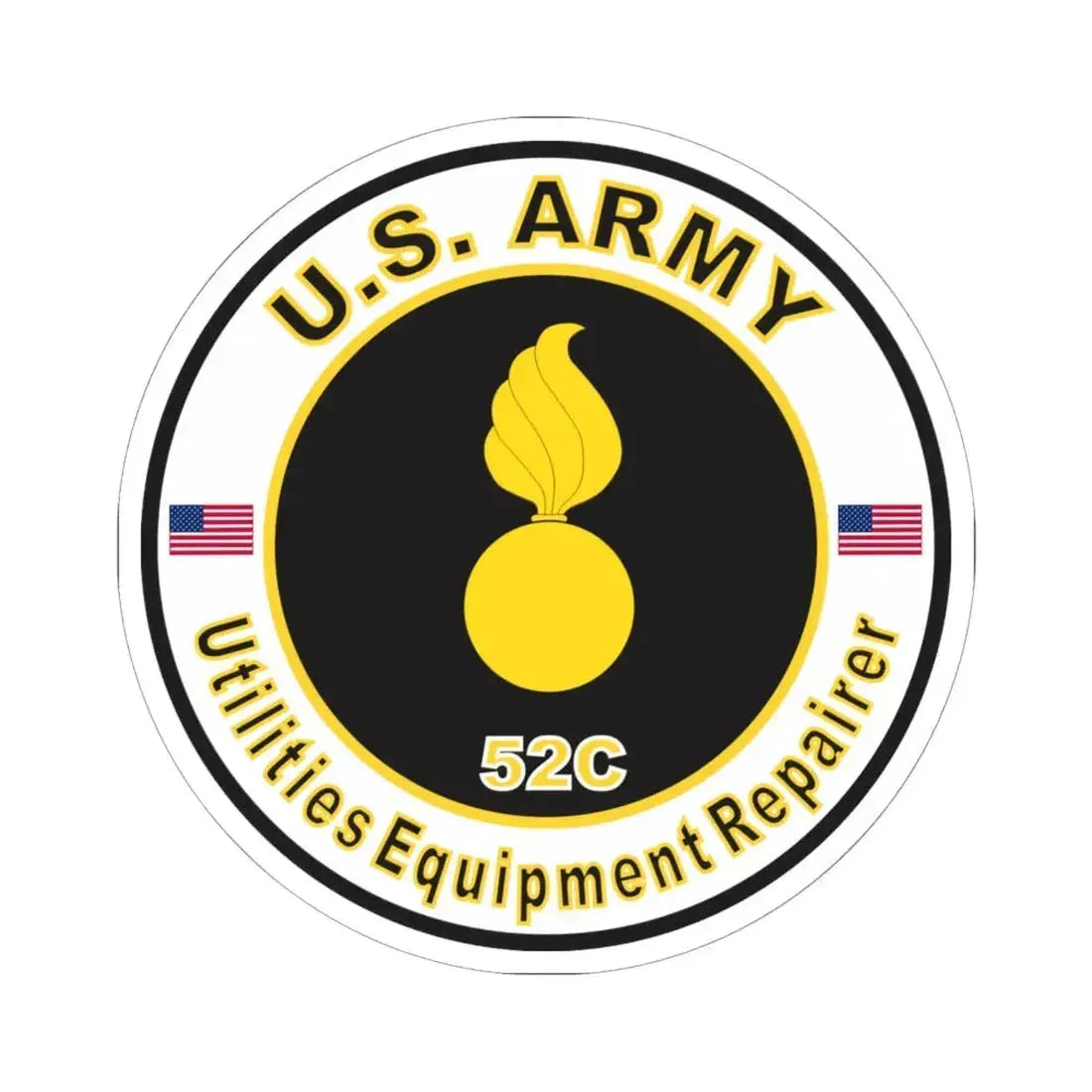 MOS 52C Utilities Equipment Repairer (U.S. Army) STICKER Vinyl Kiss-Cut Decal 6 Inch White - The Sticker Space