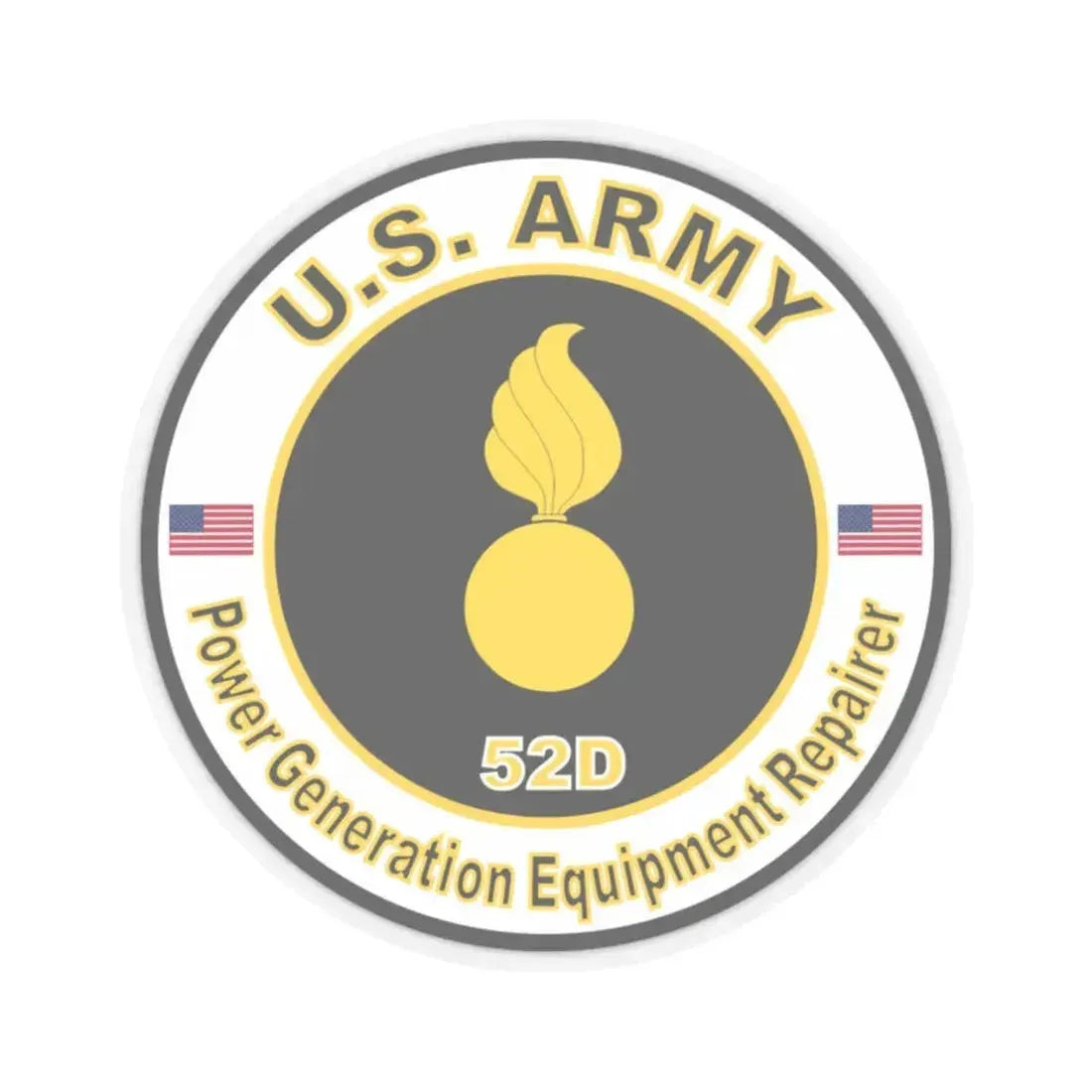 MOS 52D Power Generation Equipment Repairer (U.S. Army) STICKER Vinyl Kiss-Cut Decal 2 Inch Transparent - The Sticker Space