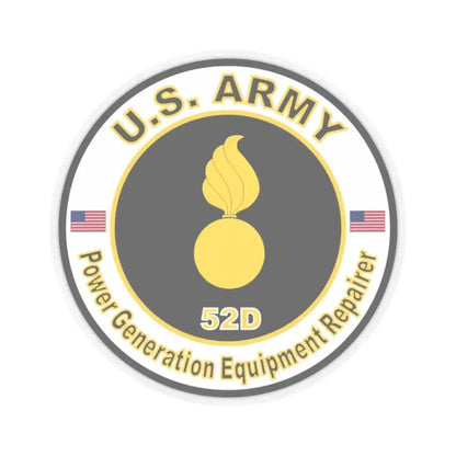 MOS 52D Power Generation Equipment Repairer (U.S. Army) STICKER Vinyl Kiss-Cut Decal 2 Inch Transparent - The Sticker Space