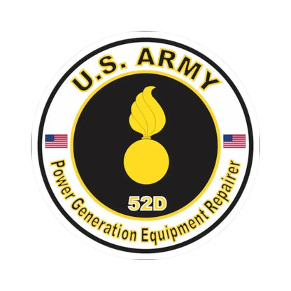 MOS 52D Power Generation Equipment Repairer (U.S. Army) STICKER Vinyl Kiss-Cut Decal 2 Inch White - The Sticker Space