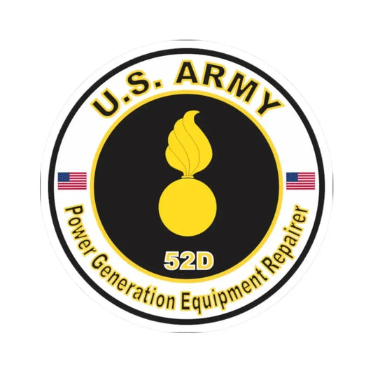 MOS 52D Power Generation Equipment Repairer (U.S. Army) STICKER Vinyl Kiss-Cut Decal 2 Inch White - The Sticker Space