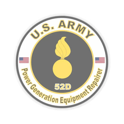 MOS 52D Power Generation Equipment Repairer (U.S. Army) STICKER Vinyl Kiss-Cut Decal 3 Inch Transparent - The Sticker Space